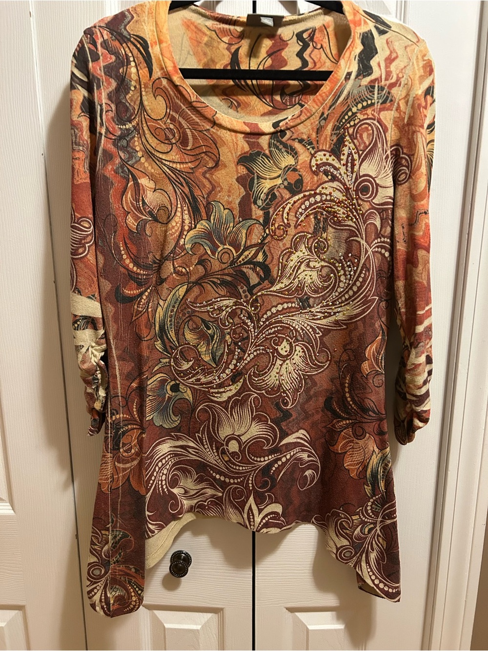 Roz & Ali Multicolor Paisley-Print Long Sleeve Tunic